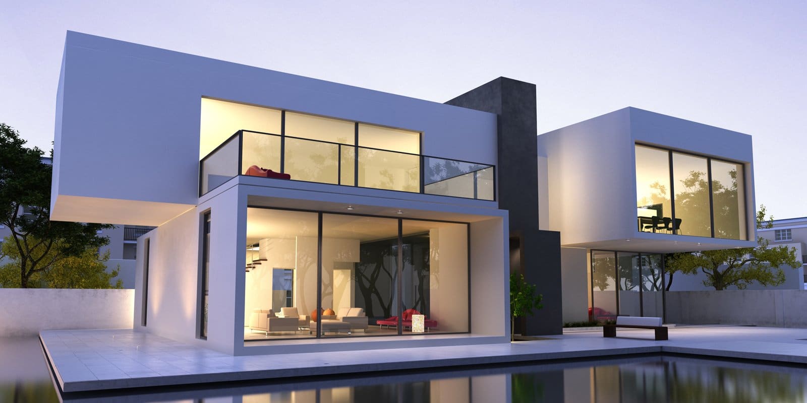 beautiful modern home with glass doors and windows